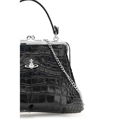 Vivienne Westwood Schwarze Bos Taurus Kalbsleder Schultertasche