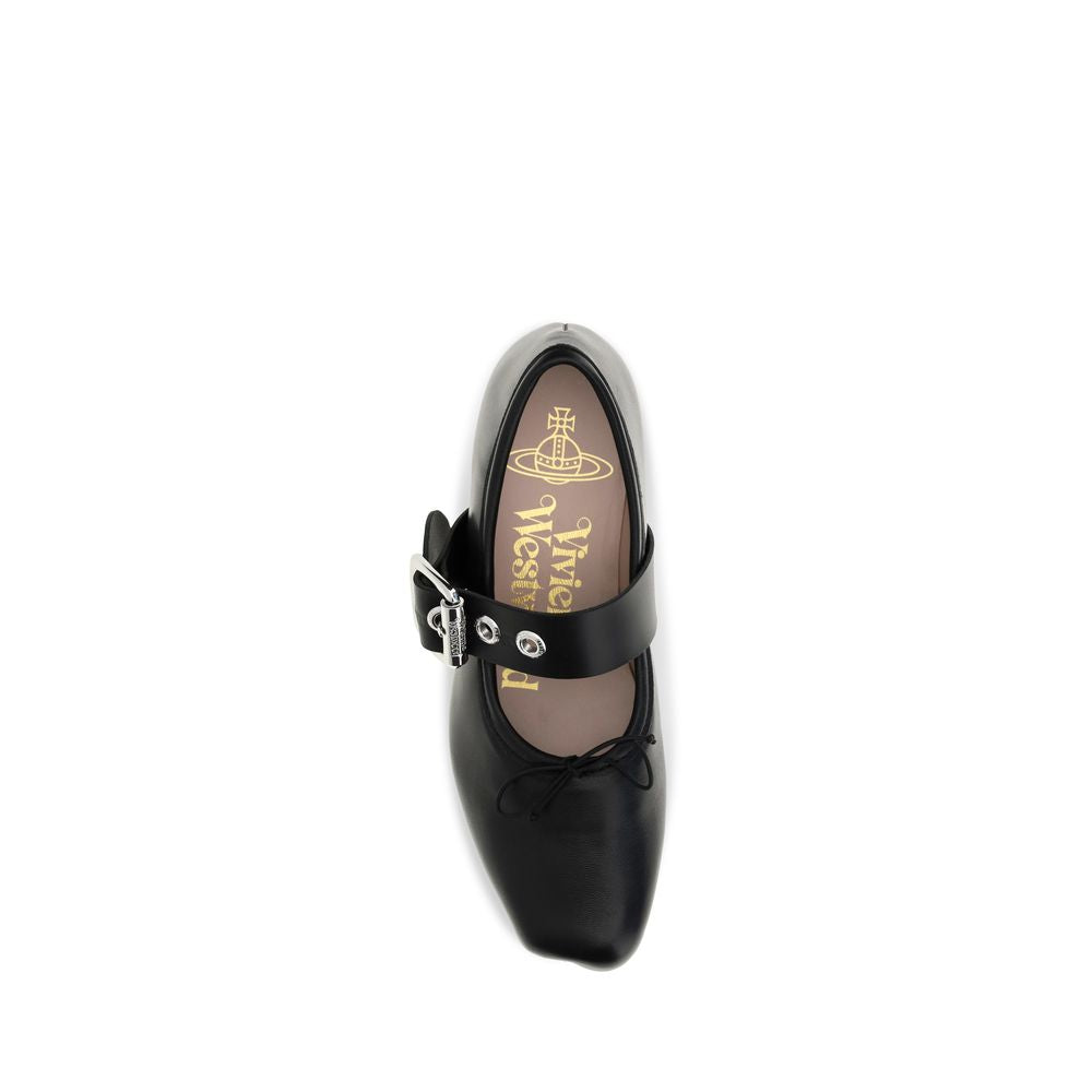 Vivienne Westwood Schwarze Ballerinas aus Kalbsleder Bos Taurus