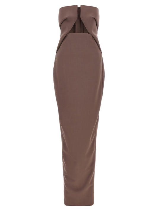 Rick Owens Langes Braunes Wollkleid