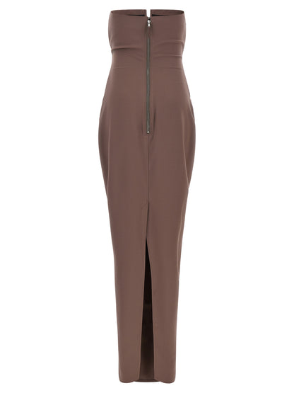 Rick Owens Langes Braunes Wollkleid