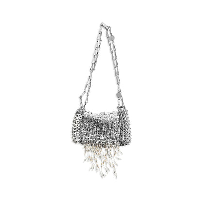Rabanne Schultertasche aus silbernem Edelstahl