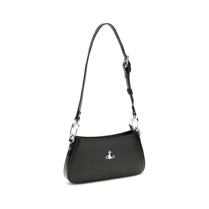 Vivienne Westwood Schwarze Bos Taurus Kalbsleder Schultertasche