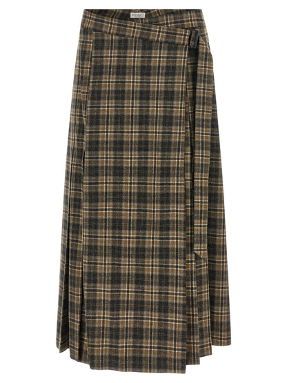 Brunello Cucinelli Minirock aus brauner Schurwolle