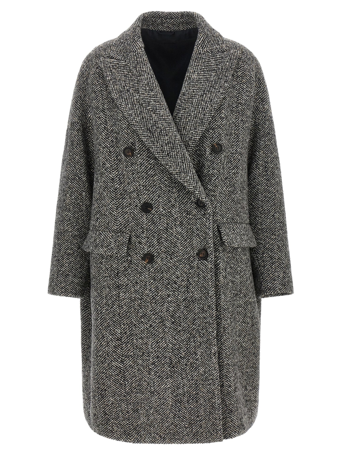 Brunello Cucinelli Grauer Wollmantel aus reiner Schurwolle