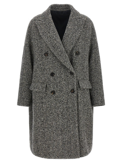 Brunello Cucinelli Grauer Wollmantel aus reiner Schurwolle
