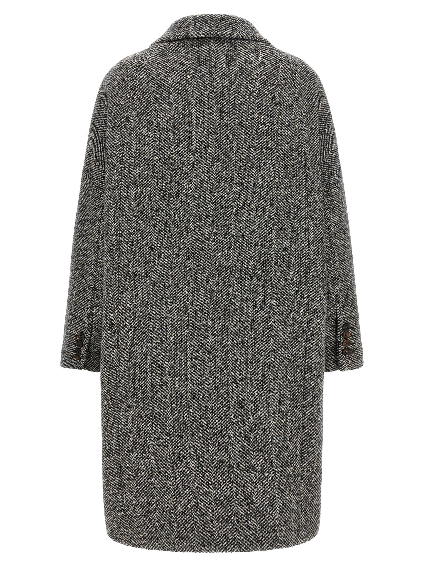 Brunello Cucinelli Grauer Wollmantel aus reiner Schurwolle