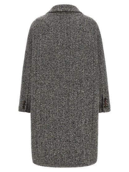 Brunello Cucinelli Grauer Wollmantel aus reiner Schurwolle