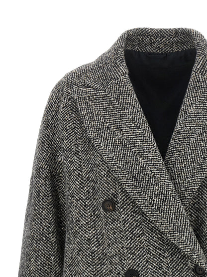 Brunello Cucinelli Grauer Wollmantel aus reiner Schurwolle