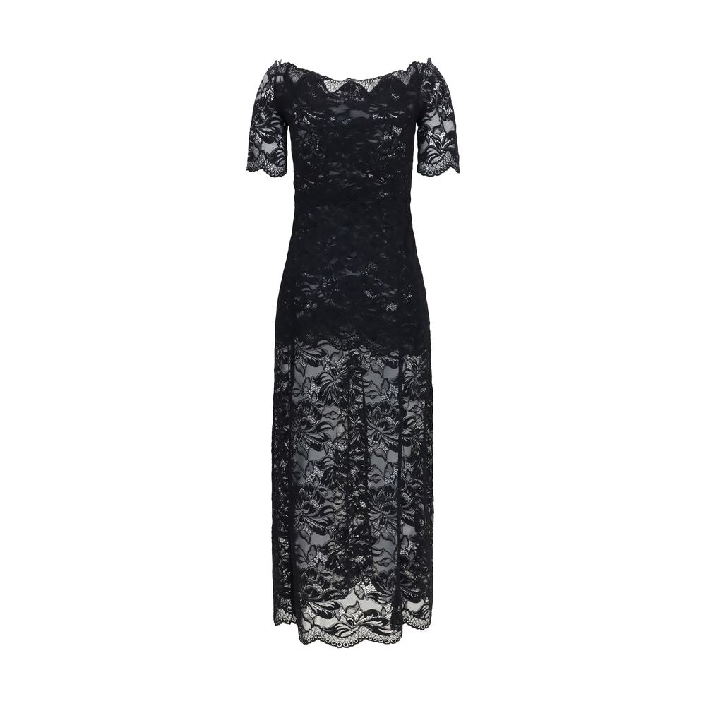 Rabanne Schwarzes Polyamid-Maxikleid