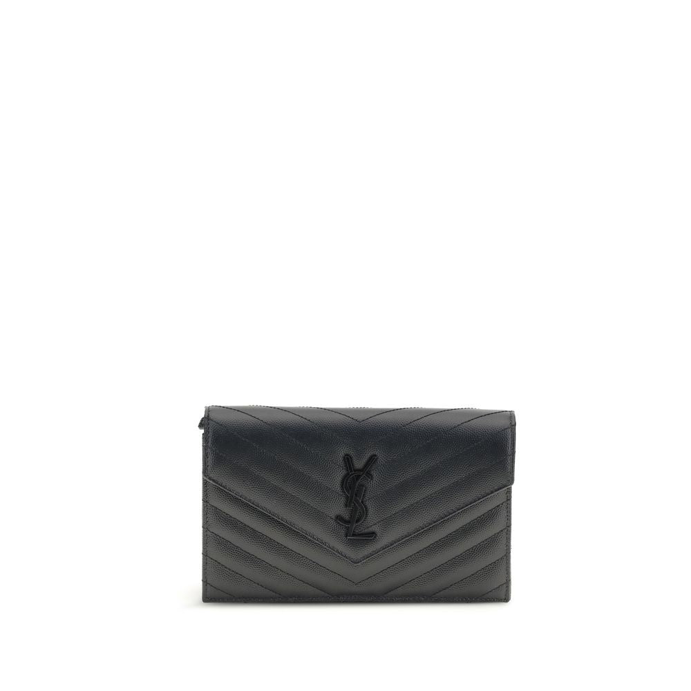 Saint Laurent Schwarzes Kalbsleder Bos Taurus Portemonnaie