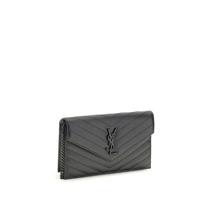 Saint Laurent Schwarzes Kalbsleder Bos Taurus Portemonnaie
