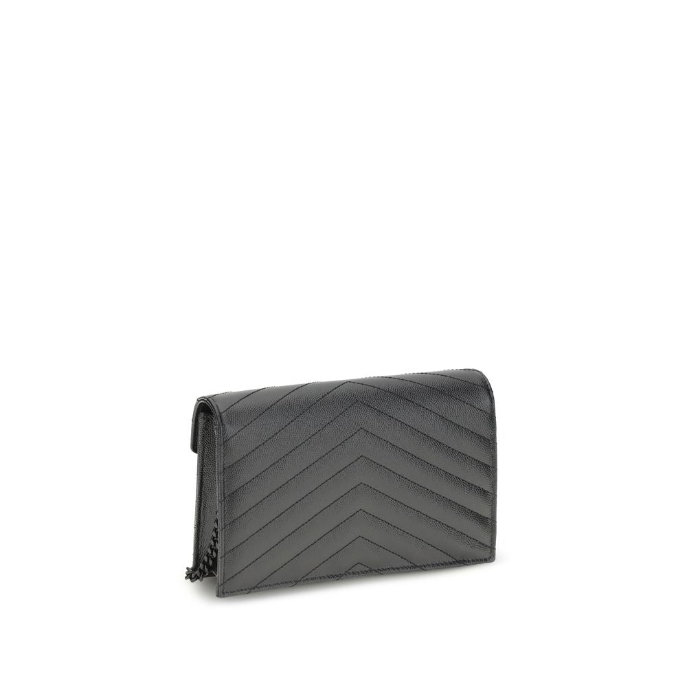 Saint Laurent Schwarzes Kalbsleder Bos Taurus Portemonnaie
