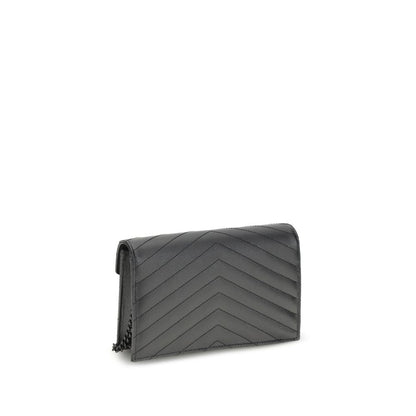 Saint Laurent Schwarzes Kalbsleder Bos Taurus Portemonnaie