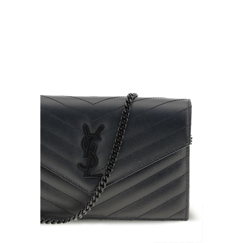 Saint Laurent Schwarzes Kalbsleder Bos Taurus Portemonnaie