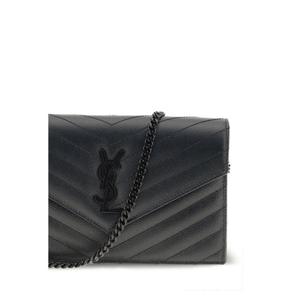 Saint Laurent Schwarzes Kalbsleder Bos Taurus Portemonnaie