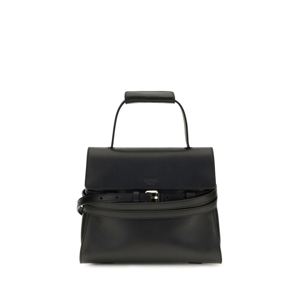 Moschino Schwarze Bos Taurus Kalbsleder Schultertasche