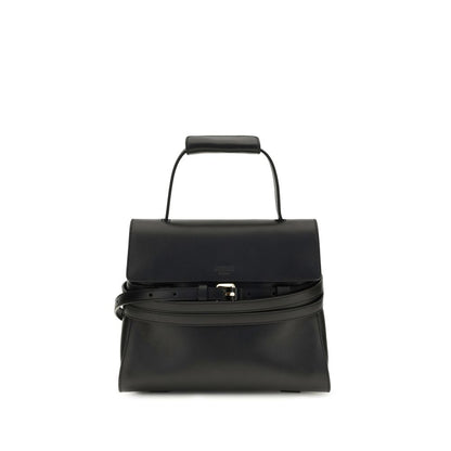 Moschino Schwarze Bos Taurus Kalbsleder Schultertasche