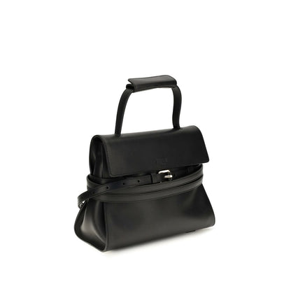 Moschino Schwarze Bos Taurus Kalbsleder Schultertasche