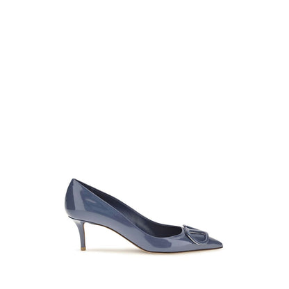 Valentino Garavani Blaue Pumps aus Kalbsleder Bos Taurus mit hohem Absatz