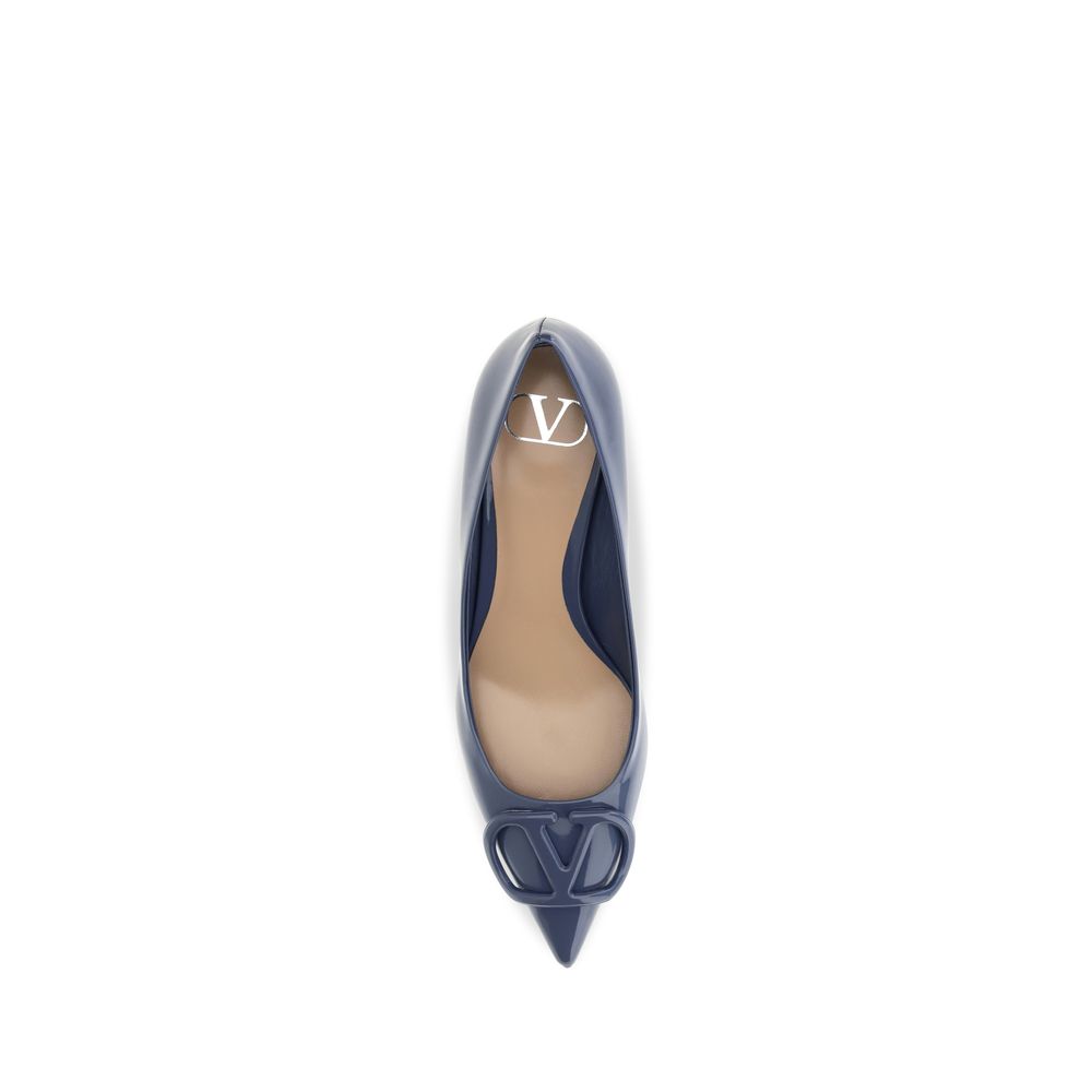 Valentino Garavani Blaue Pumps aus Kalbsleder Bos Taurus mit hohem Absatz