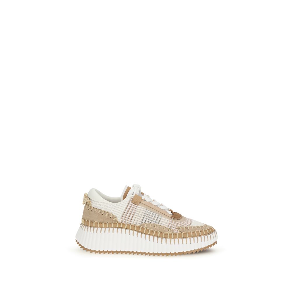 Chloé Beigefarbene Sportschuhe aus Nylon
