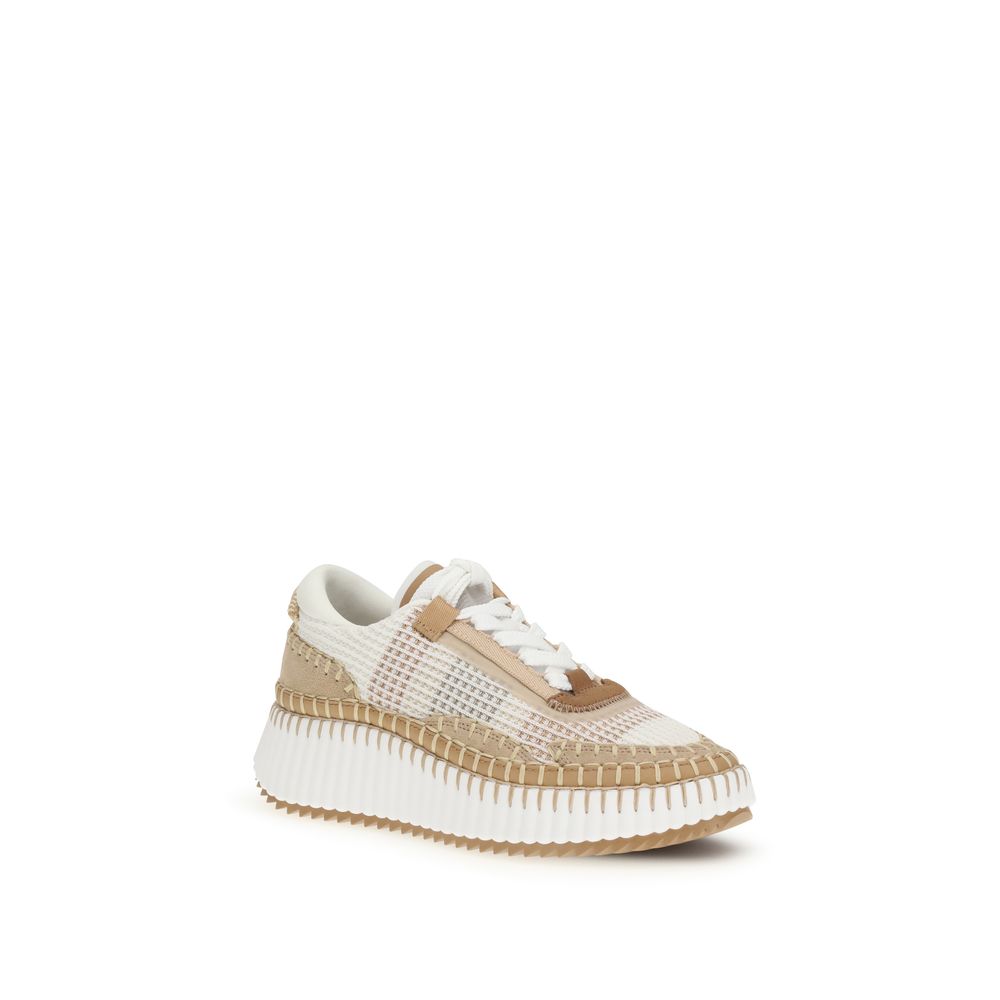 Chloé Beigefarbene Sportschuhe aus Nylon