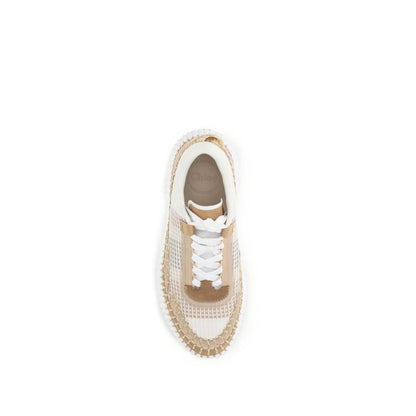Chloé Beigefarbene Sportschuhe aus Nylon