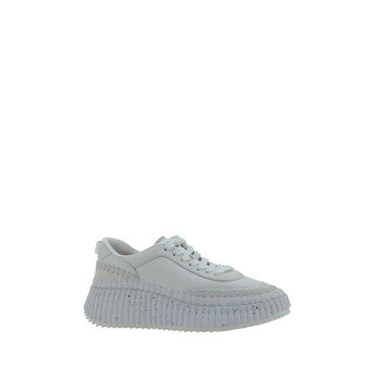 Chloé Weiße Bos Taurus Kalbsleder Plateau-Sneaker