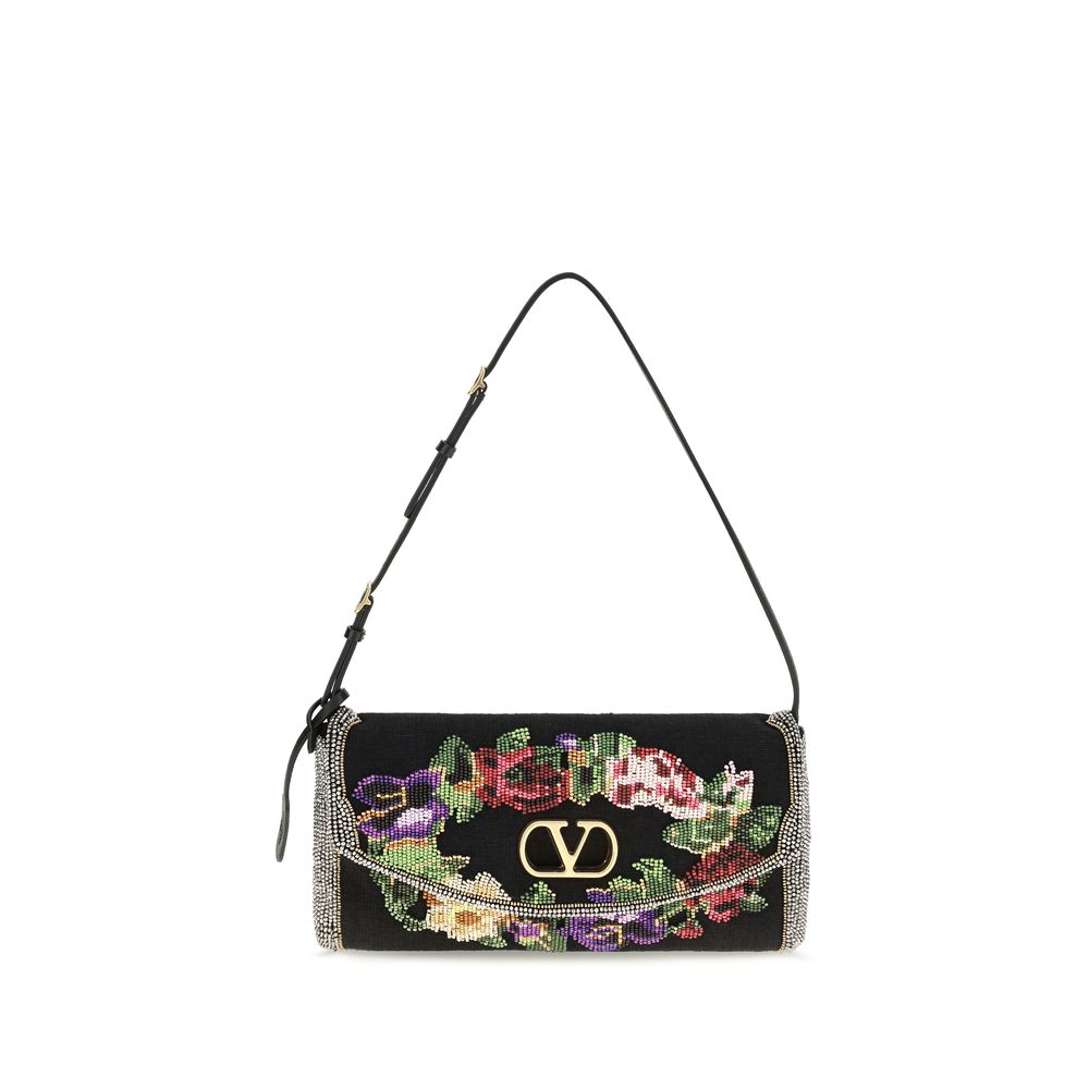 Valentino Garavani Mehrfarbige Schultertasche aus Leinen