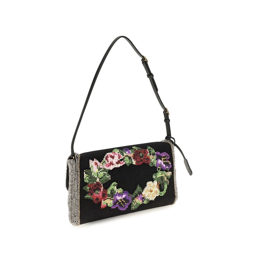 Valentino Garavani Mehrfarbige Schultertasche aus Leinen