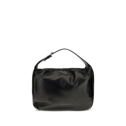 Brunello Cucinelli Schwarze Bos Taurus Kalbsleder Schultertasche