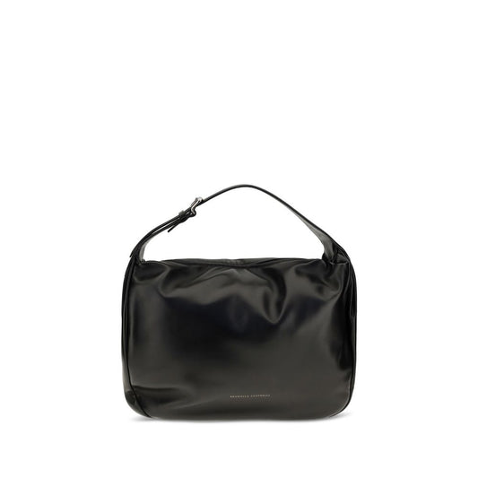 Brunello Cucinelli Borsa a spalla in Pelle di vitello, colore Nero