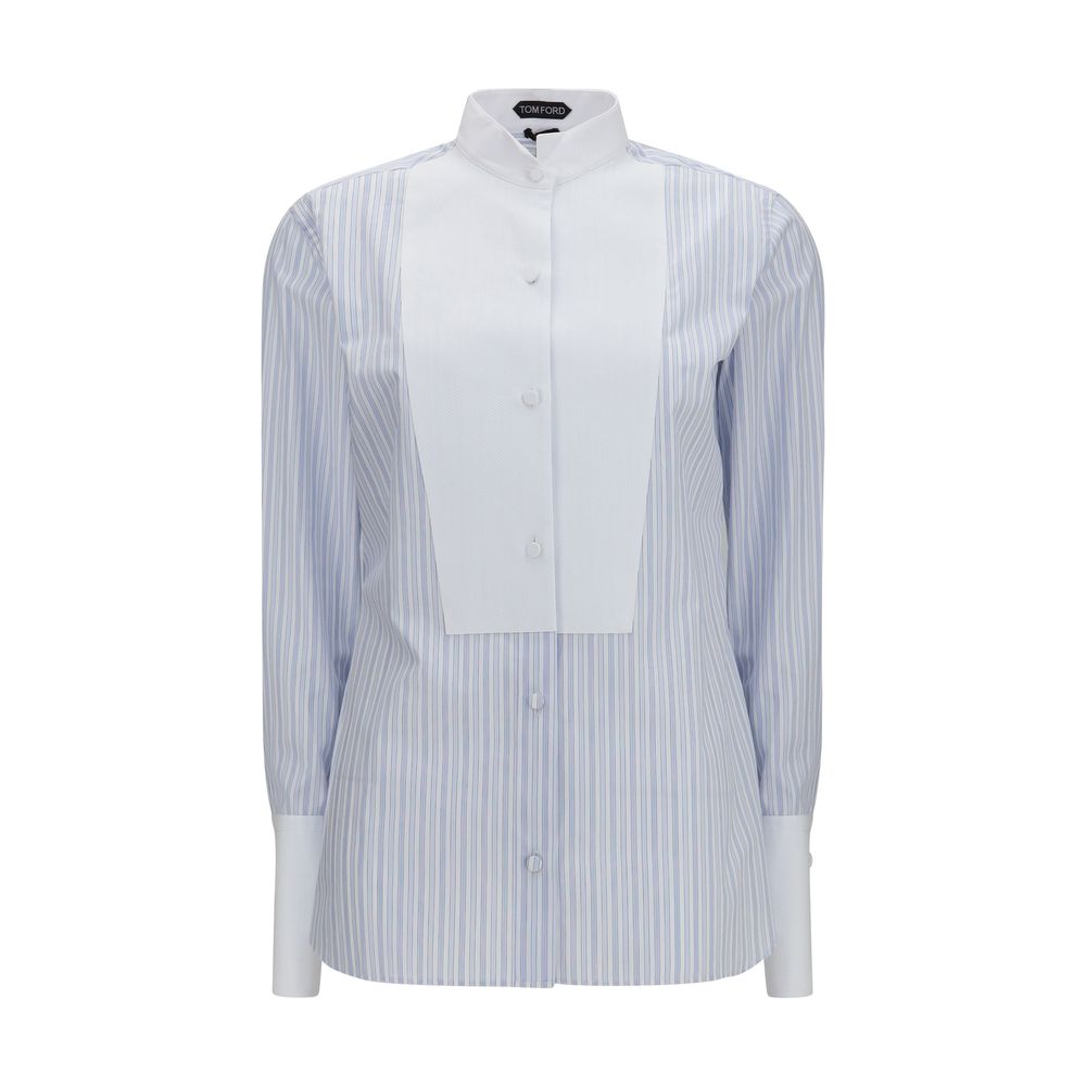 Tom Ford Blaues Baumwollhemd mit Muster