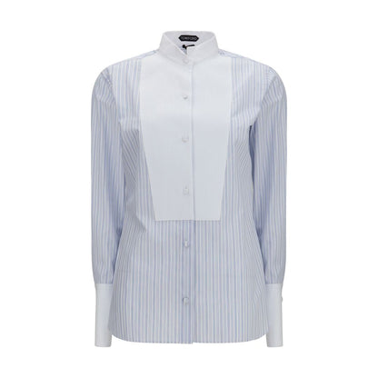 Tom Ford Blaues Baumwollhemd mit Muster