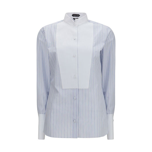 Tom Ford Blaues Baumwollhemd mit Muster