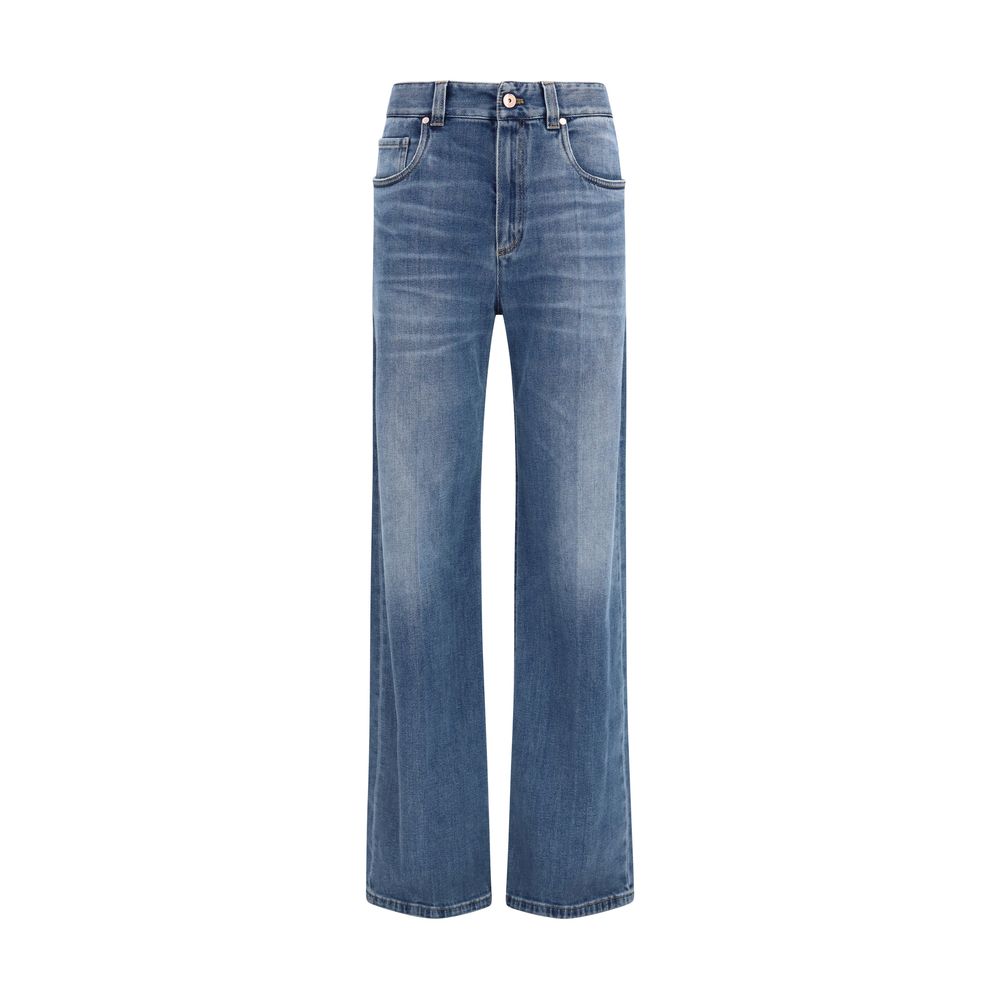 Brunello Cucinelli Blaue Baumwolljeans im Relaxed Fit