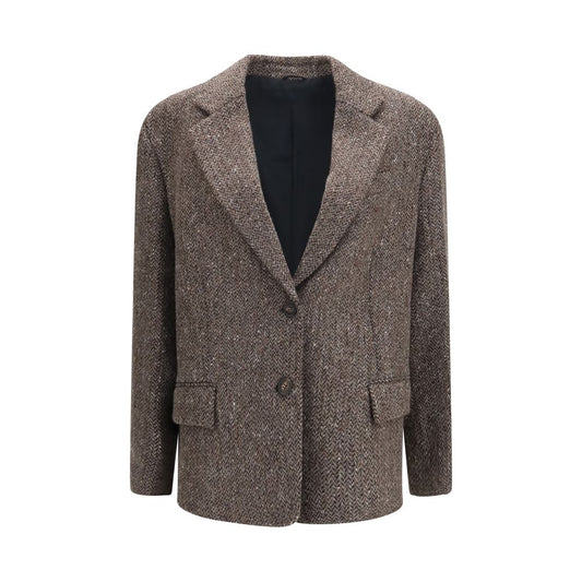Brunello Cucinelli Brown LammWool-Biker Jackett Aries