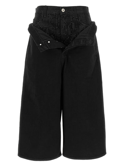 The Attico Schwarze Cropped Jeans aus Baumwolle