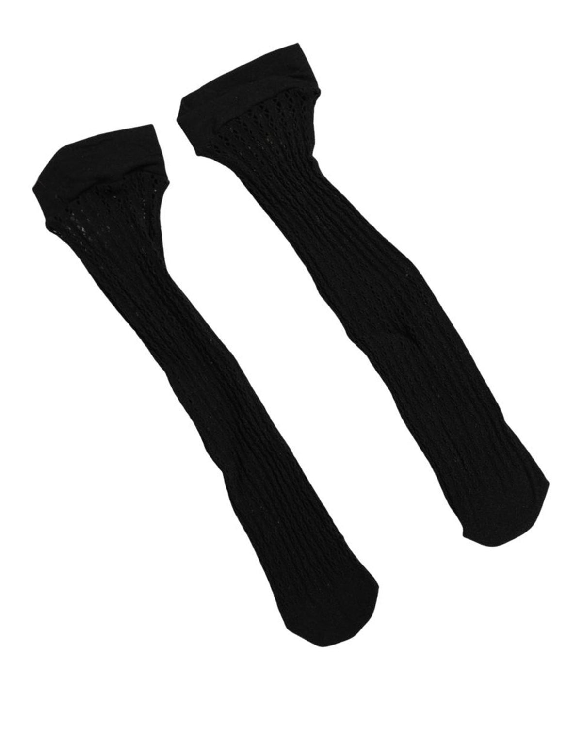 Dolce & Gabbana Schwarze Gerippte Wadenhohe Socken aus Nylon-Stretch