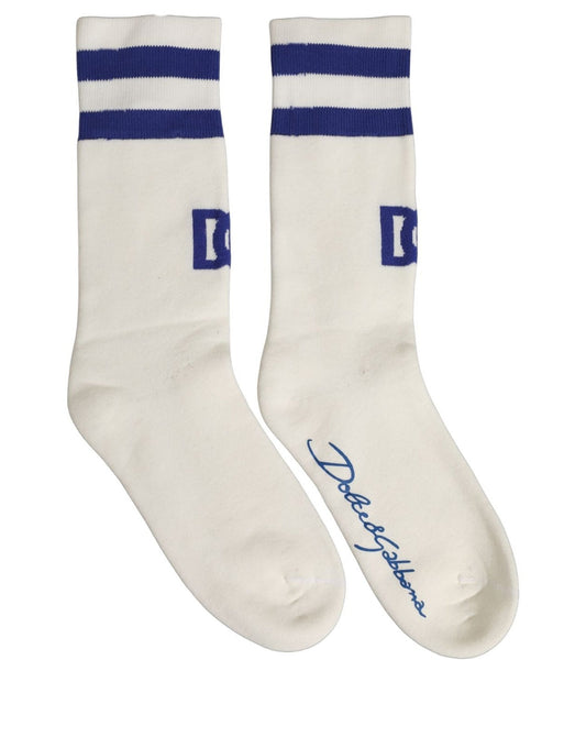 Dolce & Gabbana Calze con logo in Cotone, colore Bianco e blu