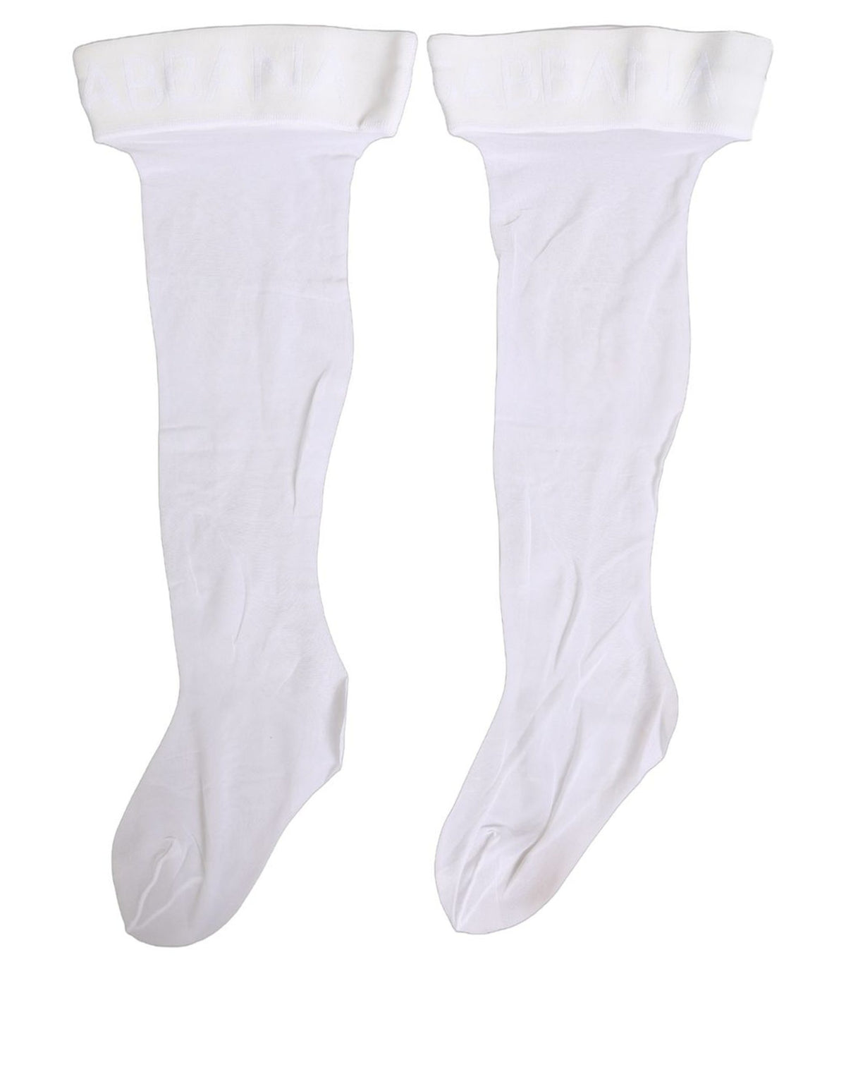 Dolce & Gabbana Weiße Nylon-Kniestrümpfe mit Logo