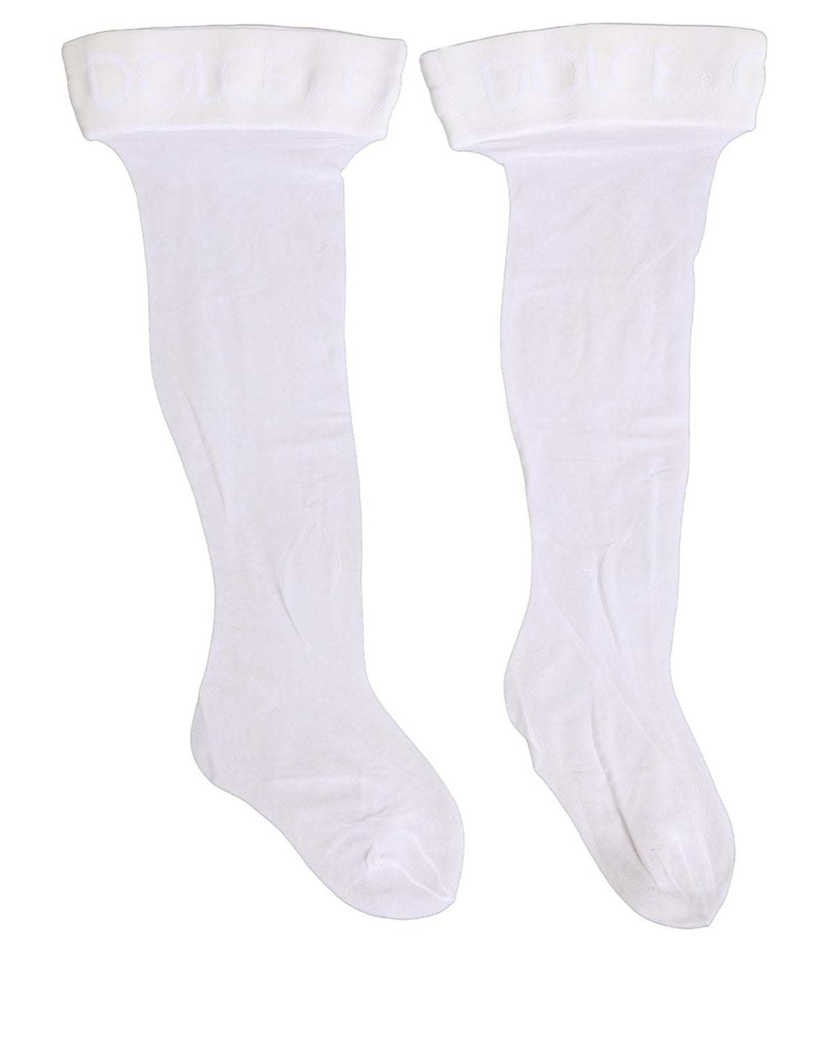 Dolce & Gabbana Weiße Nylon-Kniestrümpfe mit Logo