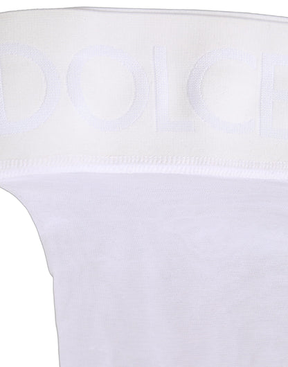 Dolce & Gabbana Weiße Nylon-Kniestrümpfe mit Logo