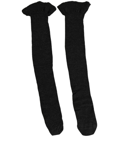 Dolce & Gabbana Schwarze Mid-Calf-Wollsocken mit Logo