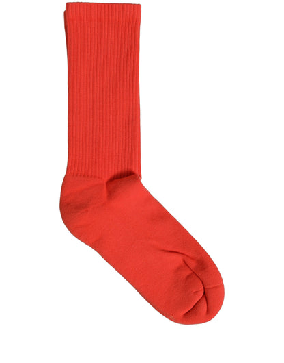 Dolce & Gabbana Red Cotton Ribbed Mid-Calf Socks