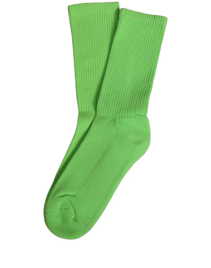 Dolce & Gabbana Grüne Gerippte Mid-Calf-Socken aus Baumwolle