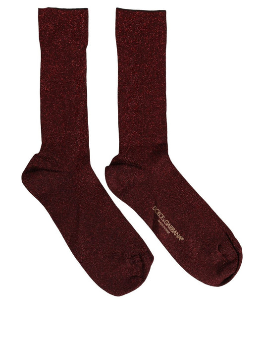 Dolce & Gabbana Calze con logo a metà polpaccio in Viscosa, colore Bordeaux