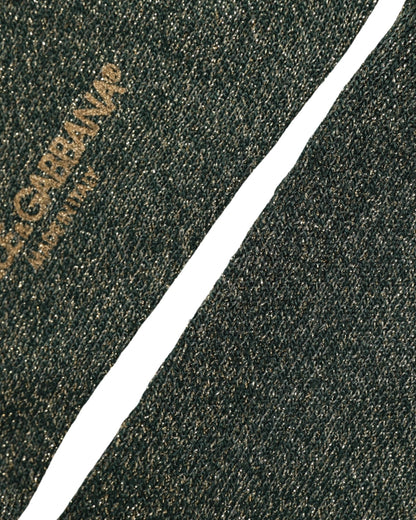 Dolce & Gabbana Dunkelgrüne Glitzer-Socken aus Viskosemix