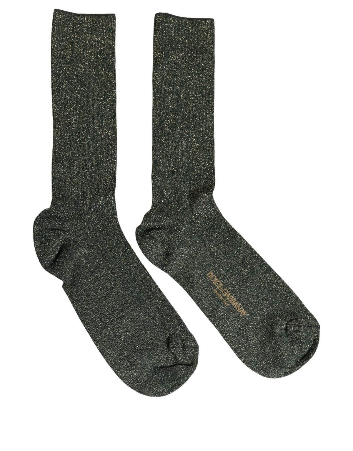 Dolce & Gabbana Dunkelgrüne Glitzer-Socken aus Viskosemix