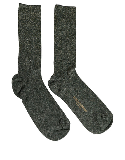 Dolce & Gabbana Dunkelgrüne Glitzer-Socken aus Viskosemix